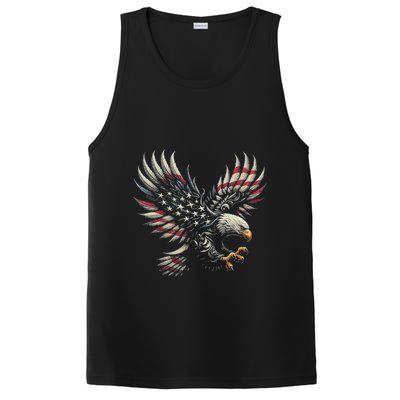 Patriotic American With Eagle And Usa Flag PosiCharge Competitor Tank