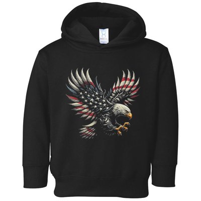 Patriotic American With Eagle And Usa Flag Toddler Hoodie