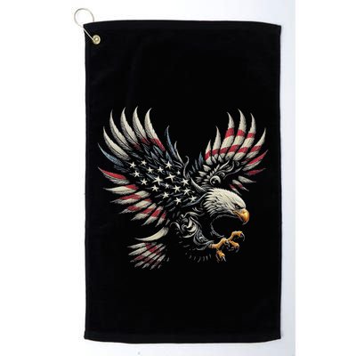 Patriotic American With Eagle And Usa Flag Golf Towel