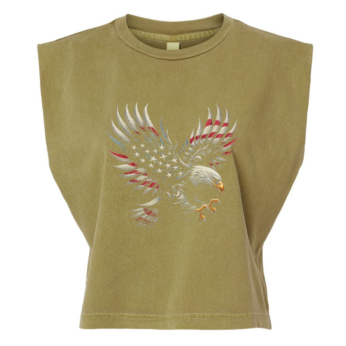 Patriotic American With Eagle And Usa Flag Garment-Dyed Women's Muscle Tee