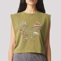 Patriotic American With Eagle And Usa Flag Garment-Dyed Women's Muscle Tee
