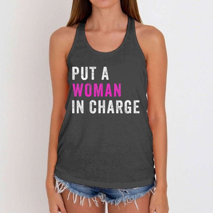 Put A Woman In Charge Women's Knotted Racerback Tank