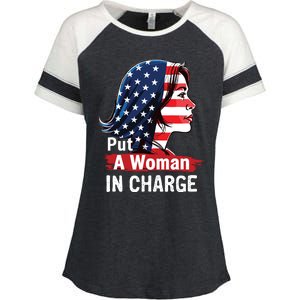 Put A Woman In Charge 2024 Empower Women In Politics Enza Ladies Jersey Colorblock Tee