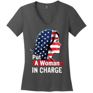 Put A Woman In Charge 2024 Empower Women In Politics Women's V-Neck T-Shirt