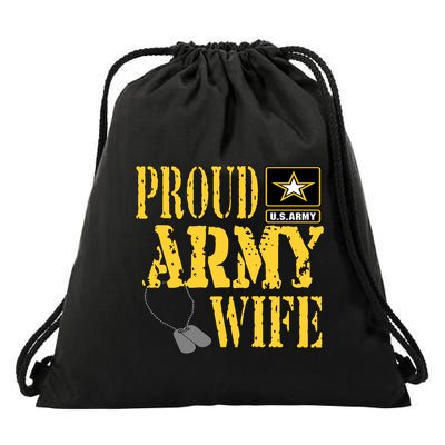 Proud Army Wife Gift Military Pride Meaningful Gift Drawstring Bag