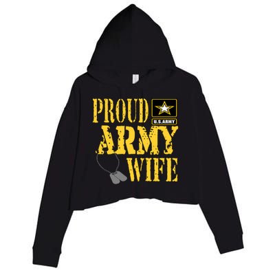 Proud Army Wife Gift Military Pride Meaningful Gift Crop Fleece Hoodie