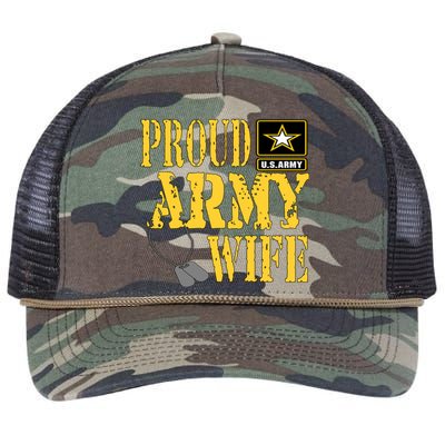 Proud Army Wife Gift Military Pride Meaningful Gift Retro Rope Trucker Hat Cap