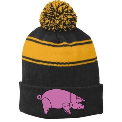 Pig As Worn Stripe Pom Pom Beanie