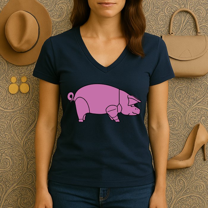 Pig As Worn By Dave Gilmour Women's V-Neck T-Shirt