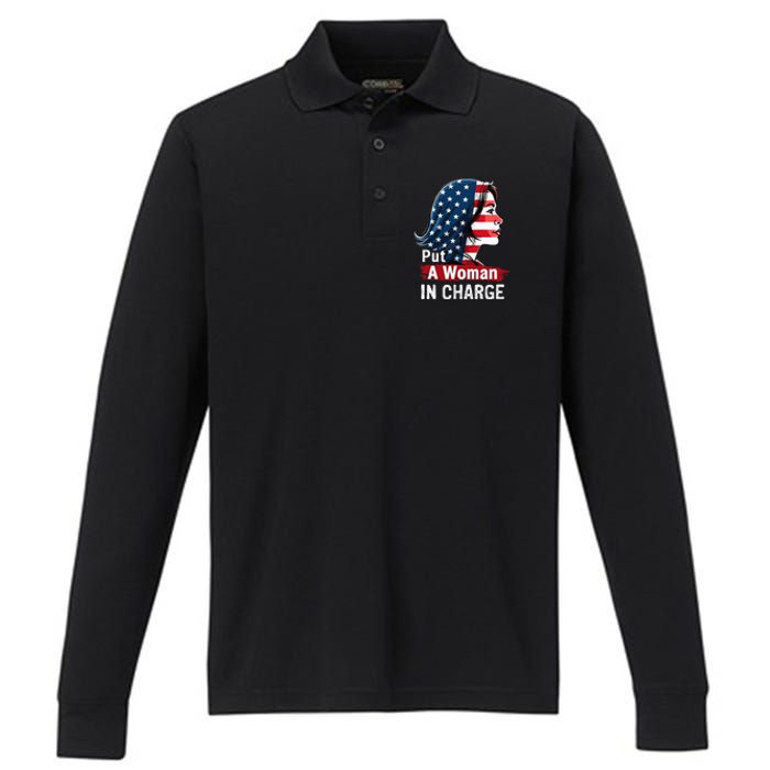 Put A Woman In Charge 2024 Empower In Politics Performance Long Sleeve Polo