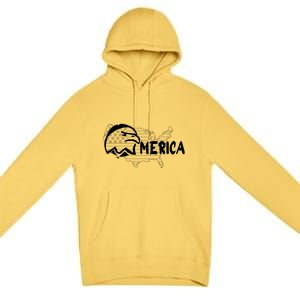 Patriotic American With American Flag Bald Eagle Cute Gift Premium Pullover Hoodie