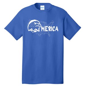 Patriotic American With American Flag Bald Eagle Cute Gift Tall T-Shirt