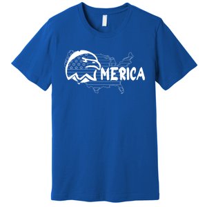 Patriotic American With American Flag Bald Eagle Cute Gift Premium T-Shirt