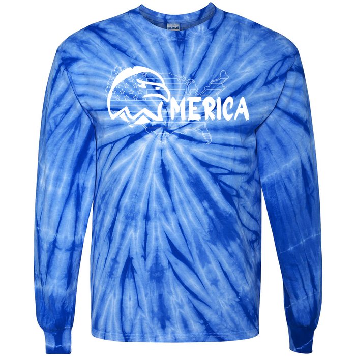 Patriotic American With American Flag Bald Eagle Cute Gift Tie-Dye Long Sleeve Shirt