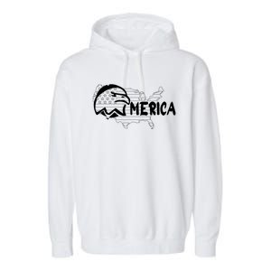 Patriotic American With American Flag Bald Eagle Cute Gift Garment-Dyed Fleece Hoodie