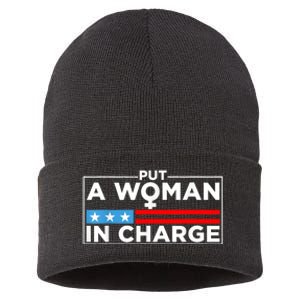 Put A Woman In Charge Potus Female President Sustainable Knit Beanie