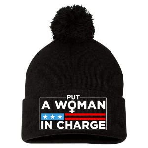 Put A Woman In Charge Potus Female President Pom Pom 12in Knit Beanie