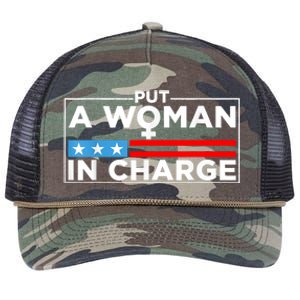 Put A Woman In Charge Potus Female President Retro Rope Trucker Hat Cap