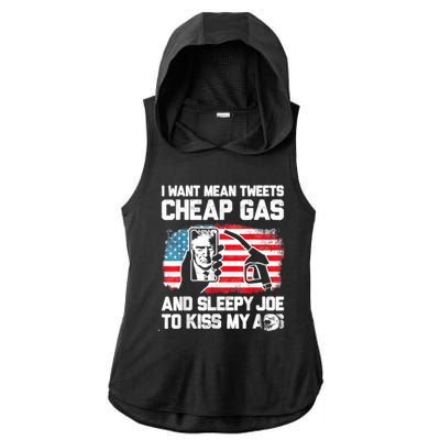 Pro America Want Mean Tweets Cheap Gas And Sleepy Joe Biden Ladies PosiCharge Tri-Blend Wicking Draft Hoodie Tank