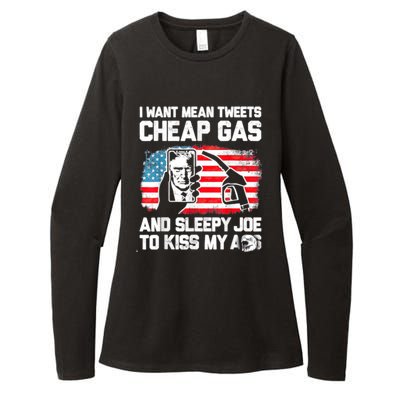 Pro America Want Mean Tweets Cheap Gas And Sleepy Joe Biden Womens CVC Long Sleeve Shirt