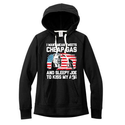 Pro America Want Mean Tweets Cheap Gas And Sleepy Joe Biden Women's Fleece Hoodie