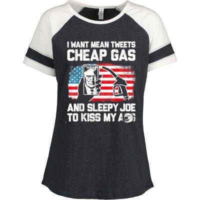 Pro America Want Mean Tweets Cheap Gas And Sleepy Joe Biden Enza Ladies Jersey Colorblock Tee