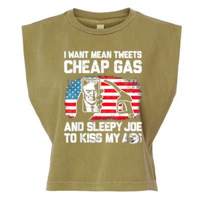 Pro America Want Mean Tweets Cheap Gas And Sleepy Joe Biden Garment-Dyed Women's Muscle Tee