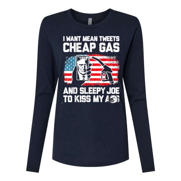 Pro America Want Mean Tweets Cheap Gas And Sleepy Joe Biden Womens Cotton Relaxed Long Sleeve T-Shirt