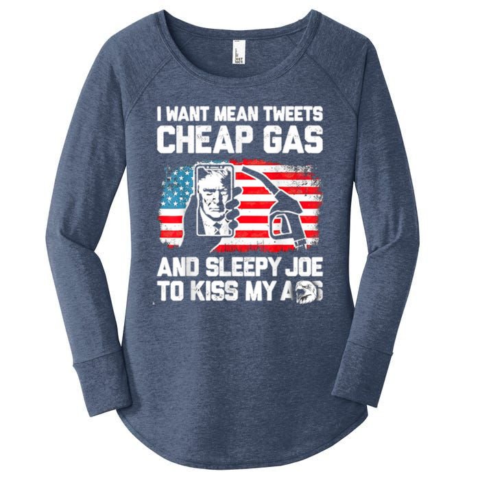 Pro America Want Mean Tweets Cheap Gas And Sleepy Joe Biden Women's Perfect Tri Tunic Long Sleeve Shirt