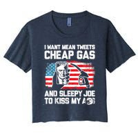 Pro America Want Mean Tweets Cheap Gas And Sleepy Joe Biden Women's Crop Top Tee