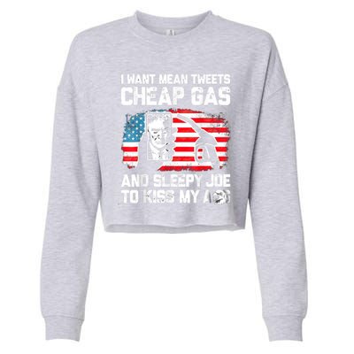 Pro America Want Mean Tweets Cheap Gas And Sleepy Joe Biden Cropped Pullover Crew