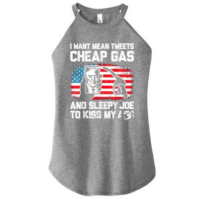 Pro America Want Mean Tweets Cheap Gas And Sleepy Joe Biden Women's Perfect Tri Rocker Tank