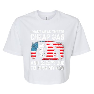 Pro America Want Mean Tweets Cheap Gas And Sleepy Joe Biden Bella+Canvas Jersey Crop Tee