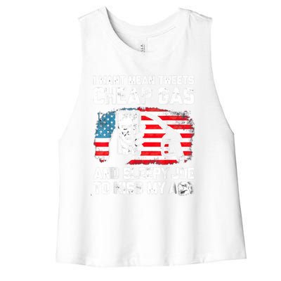 Pro America Want Mean Tweets Cheap Gas And Sleepy Joe Biden Women's Racerback Cropped Tank