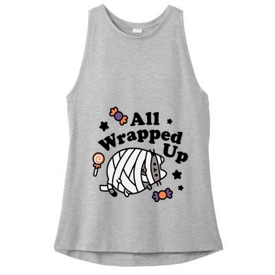 Pusheen All Wrapped Up Halloween Ladies PosiCharge Tri-Blend Wicking Tank
