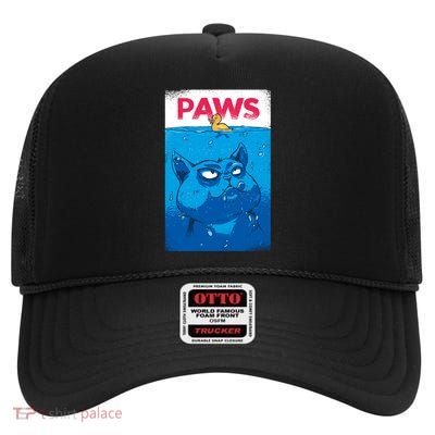 Paws Angry Cat Movie Poster High Crown Mesh Back Trucker Hat