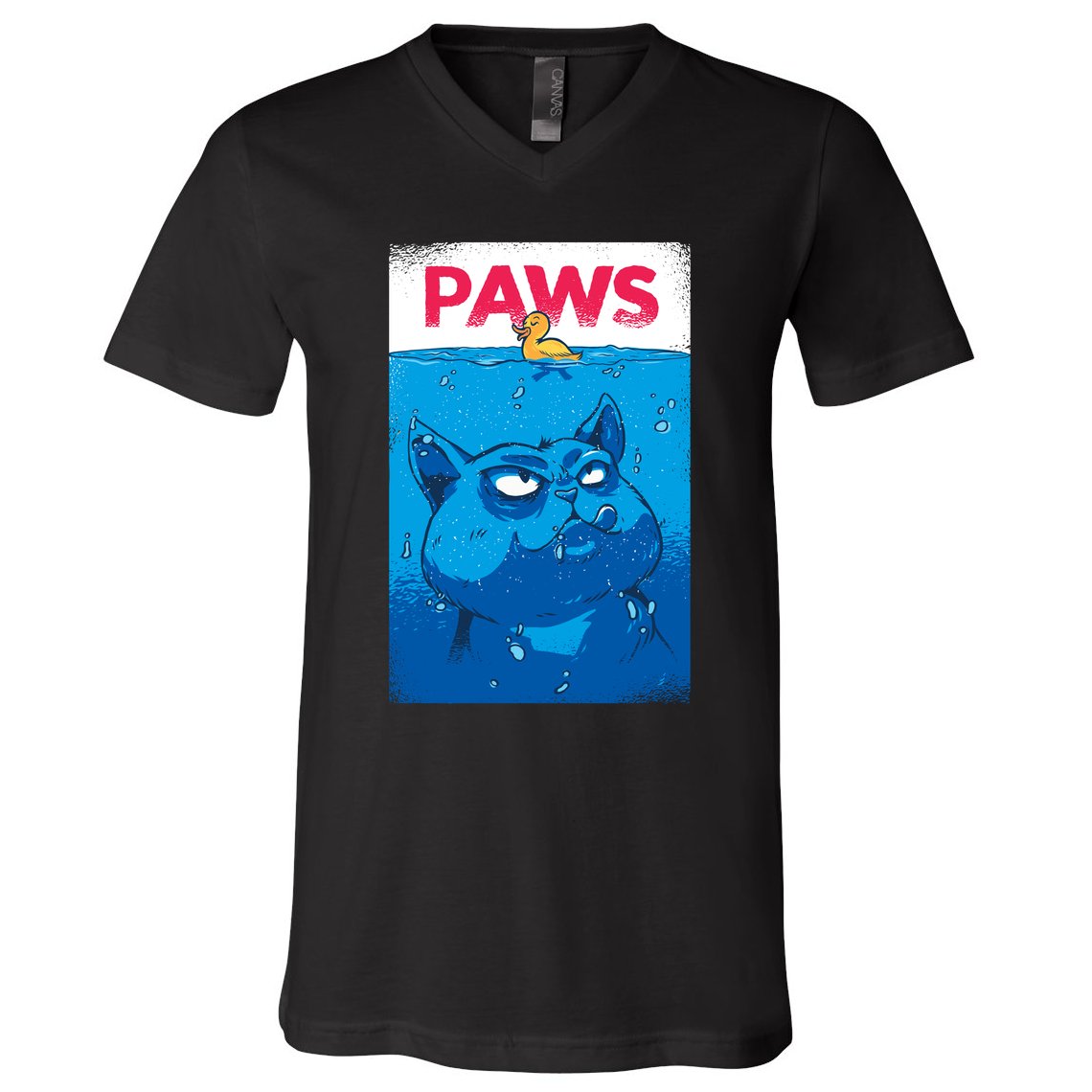 Paws Angry Cat Movie Poster V-Neck T-Shirt