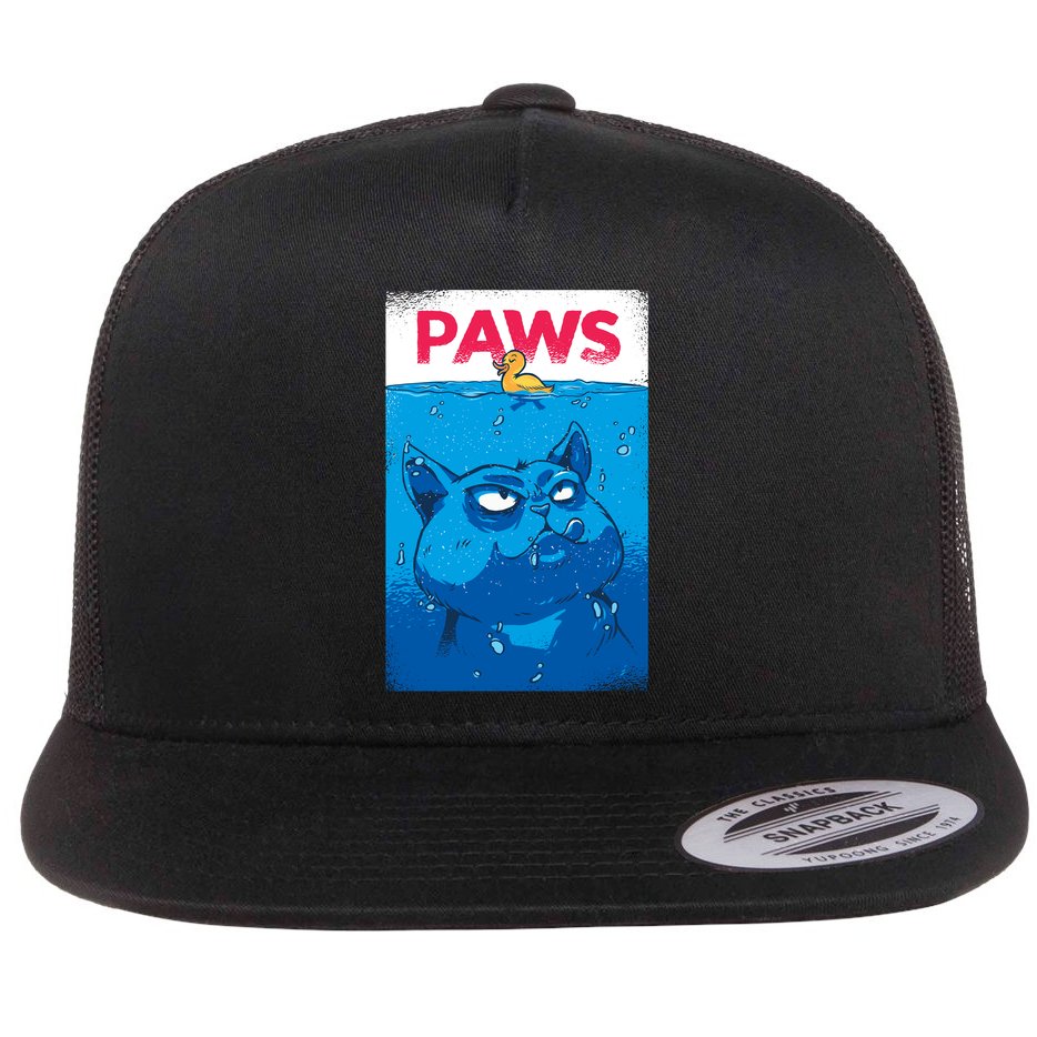 Paws Angry Cat Movie Poster Flat Bill Trucker Hat