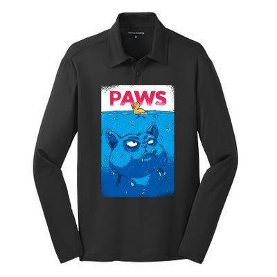 Paws Angry Cat Movie Poster Silk Touch Performance Long Sleeve Polo