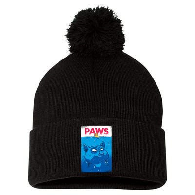 Paws Angry Cat Movie Poster Pom Pom 12in Knit Beanie