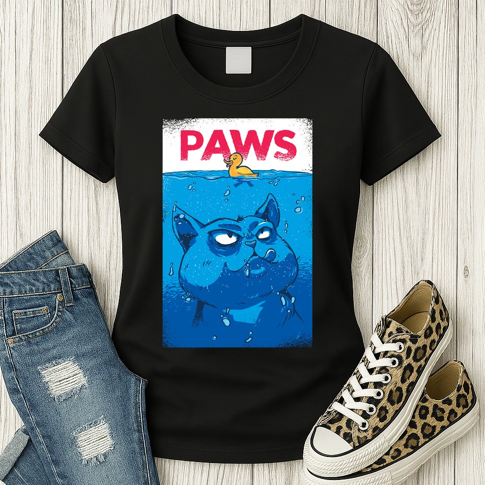 Paws Angry Cat Movie Poster Womens T-Shirt
