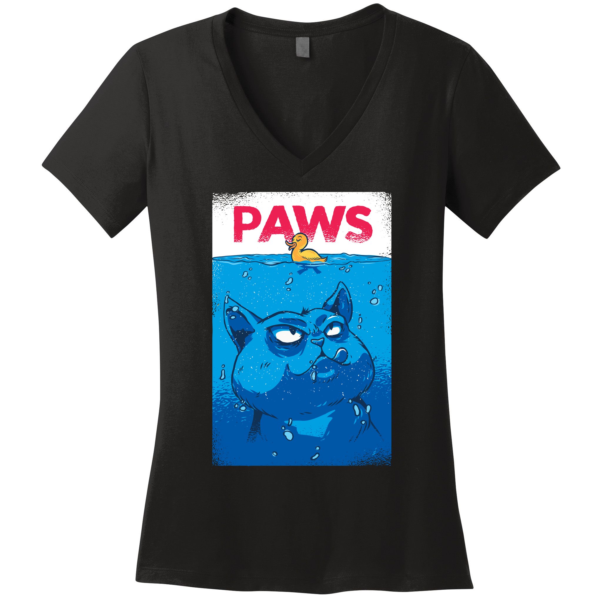 Paws Angry Cat Movie Poster Women's V-Neck T-Shirt
