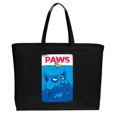 Paws Angry Cat Movie Poster Cotton Canvas Jumbo Tote