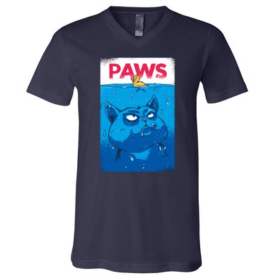 Paws Angry Cat Movie Poster V-Neck T-Shirt