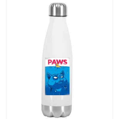 Paws Angry Cat Movie Poster Stainless Steel Insulated Water Bottle