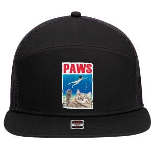 Paws Cat Movie Poster 7 Panel Mesh Trucker Snapback Hat