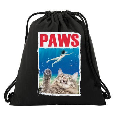 Paws Cat Movie Poster Drawstring Bag
