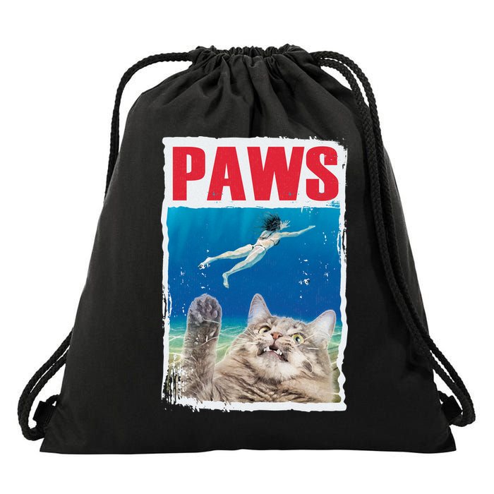 Paws Cat Movie Poster Drawstring Bag