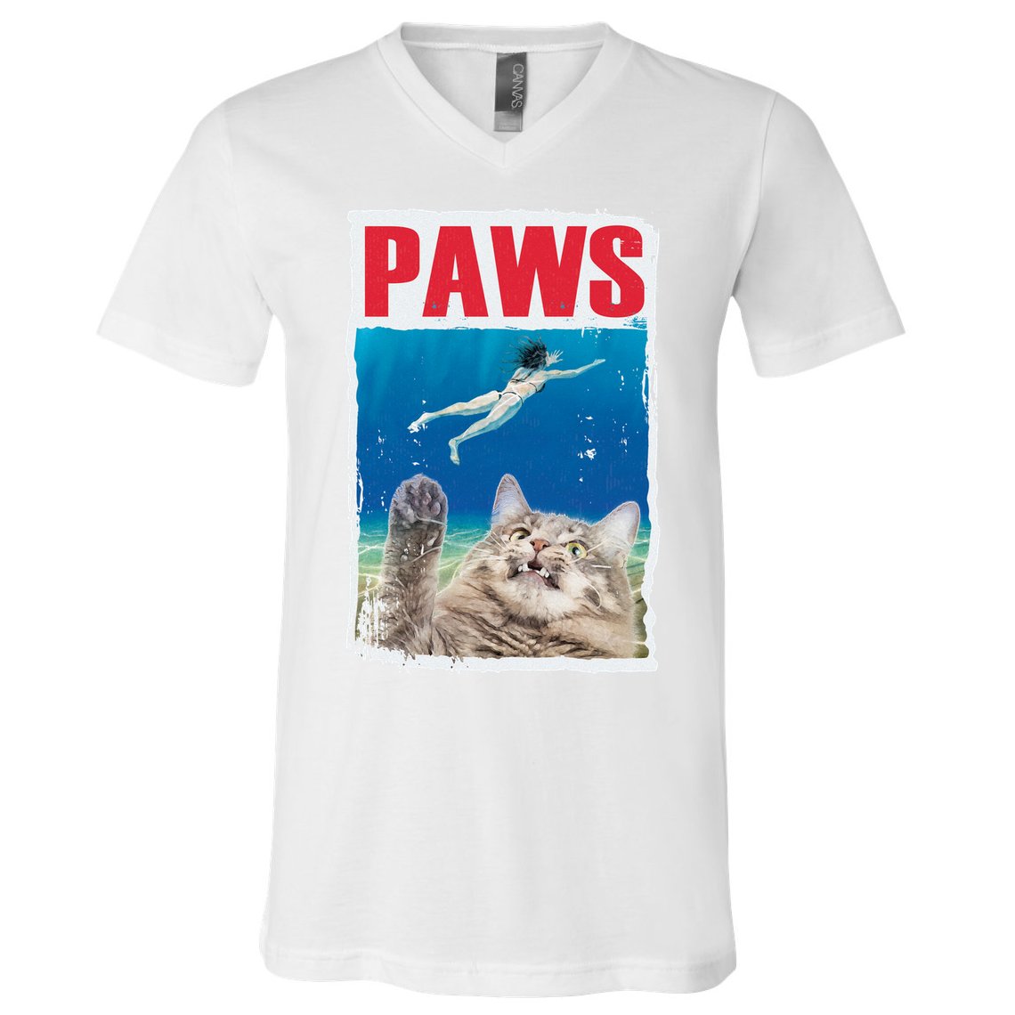 Paws Cat Movie Poster V-Neck T-Shirt