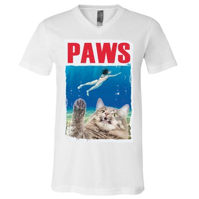 Paws Cat Movie Poster V-Neck T-Shirt